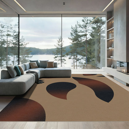 Earthy Tan Abstract Blob Rug
