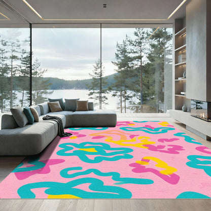 Pink Abstract Scribble Dot Rug