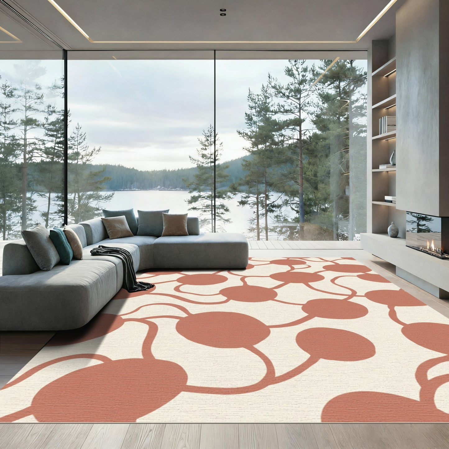 Terracotta Organic Dot Cluster Rug