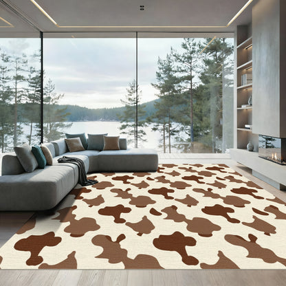 Brown Cream Abstract Blob Rug