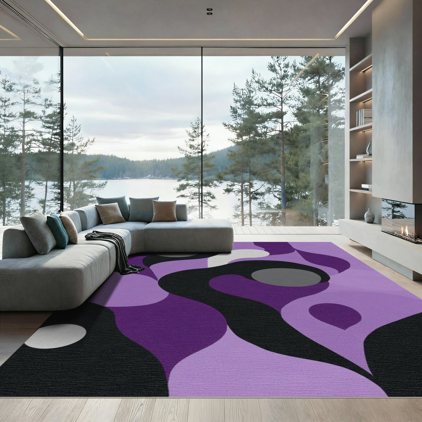 Amethyst Swirls Abstract Graphic Rug