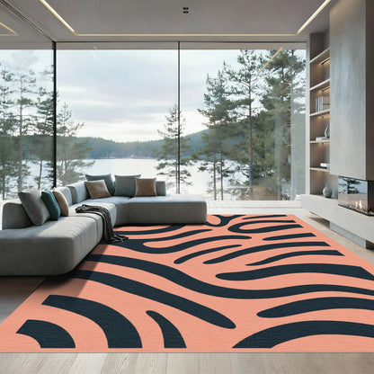 Coral Abstract Zebra Stripes Rug