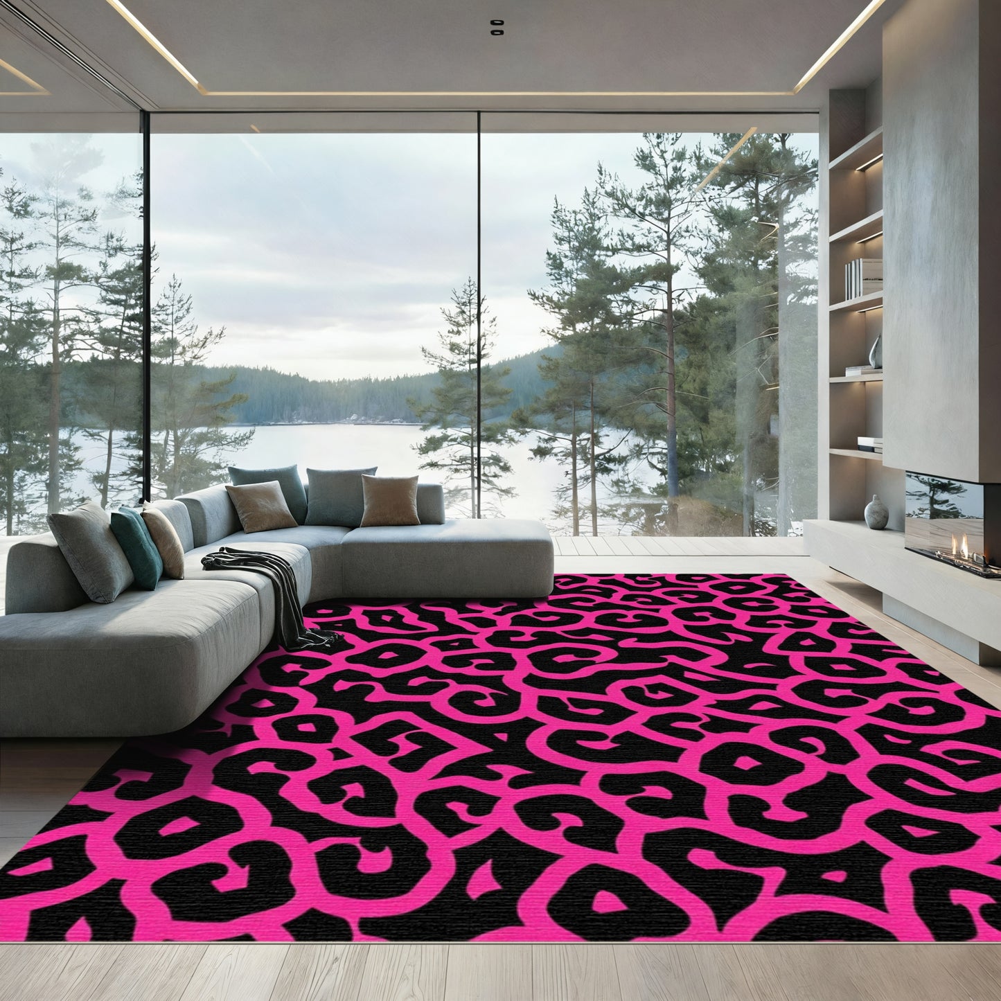 Hot Pink Leopard Animal Print Rug