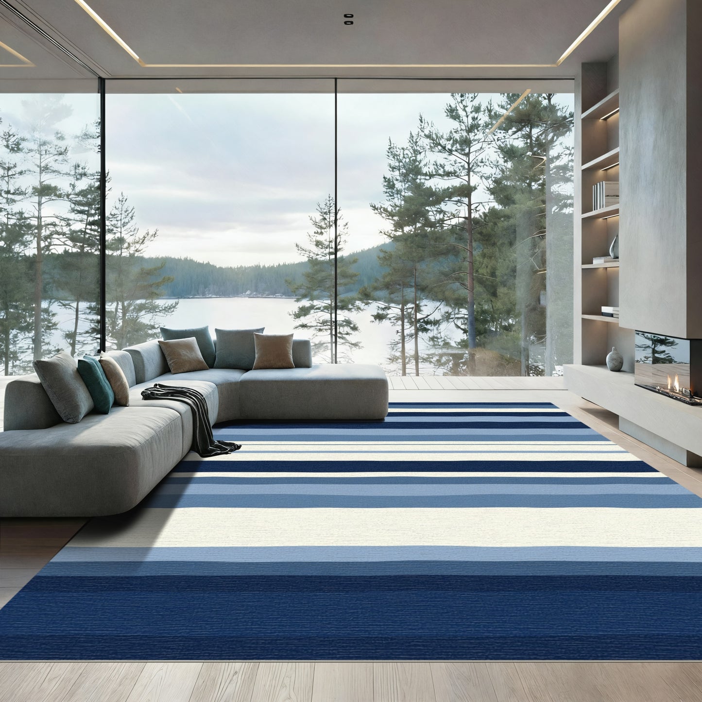 Coastal Stripes Blue Cream Rug
