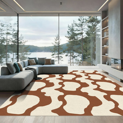 Brown Cream Abstract Cow Spot Rug