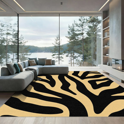 Bold Black Gold Zebra Stripe Rug