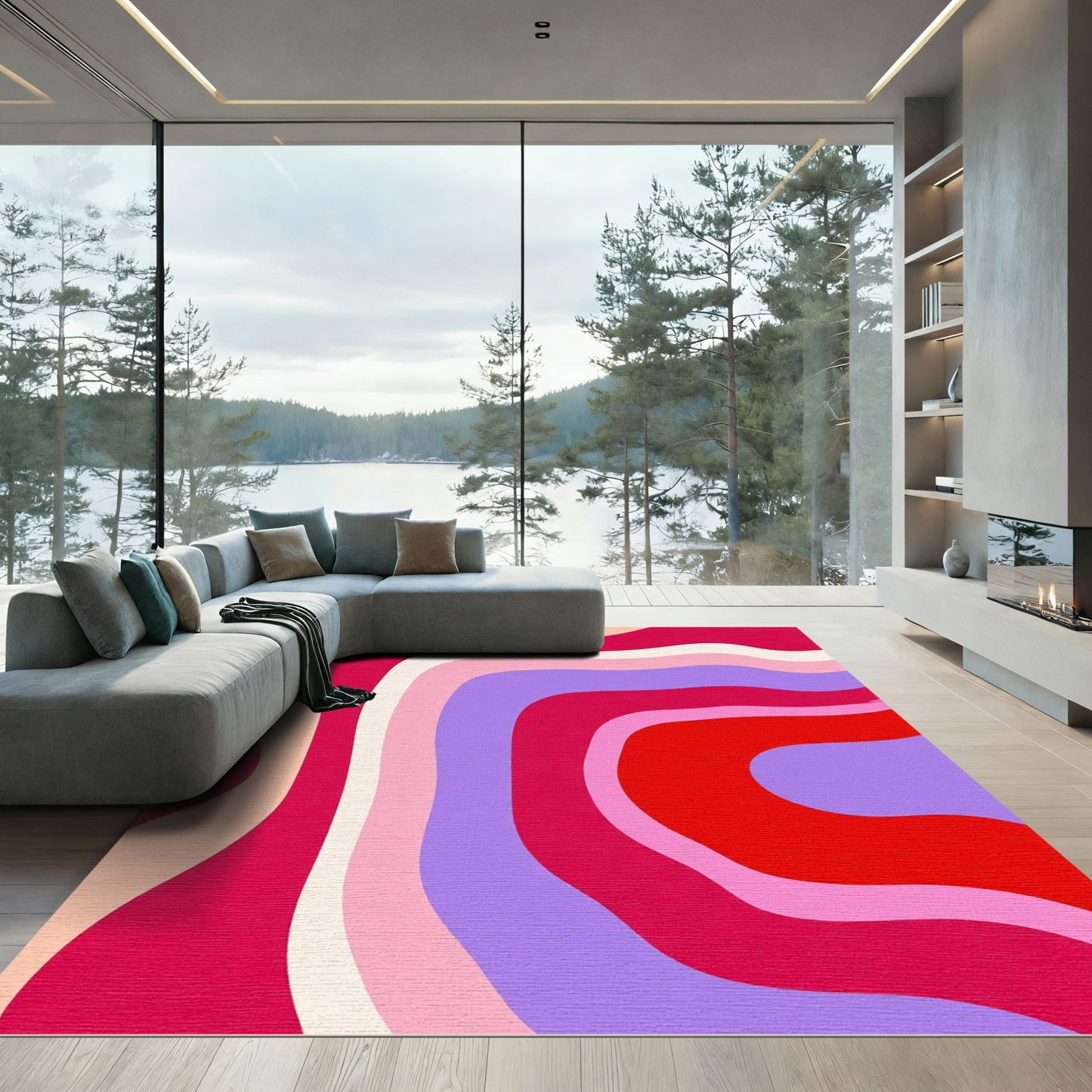 Groovy Red Pink Purple Swirl Rug