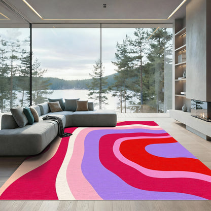 Groovy Red Pink Purple Swirl Rug