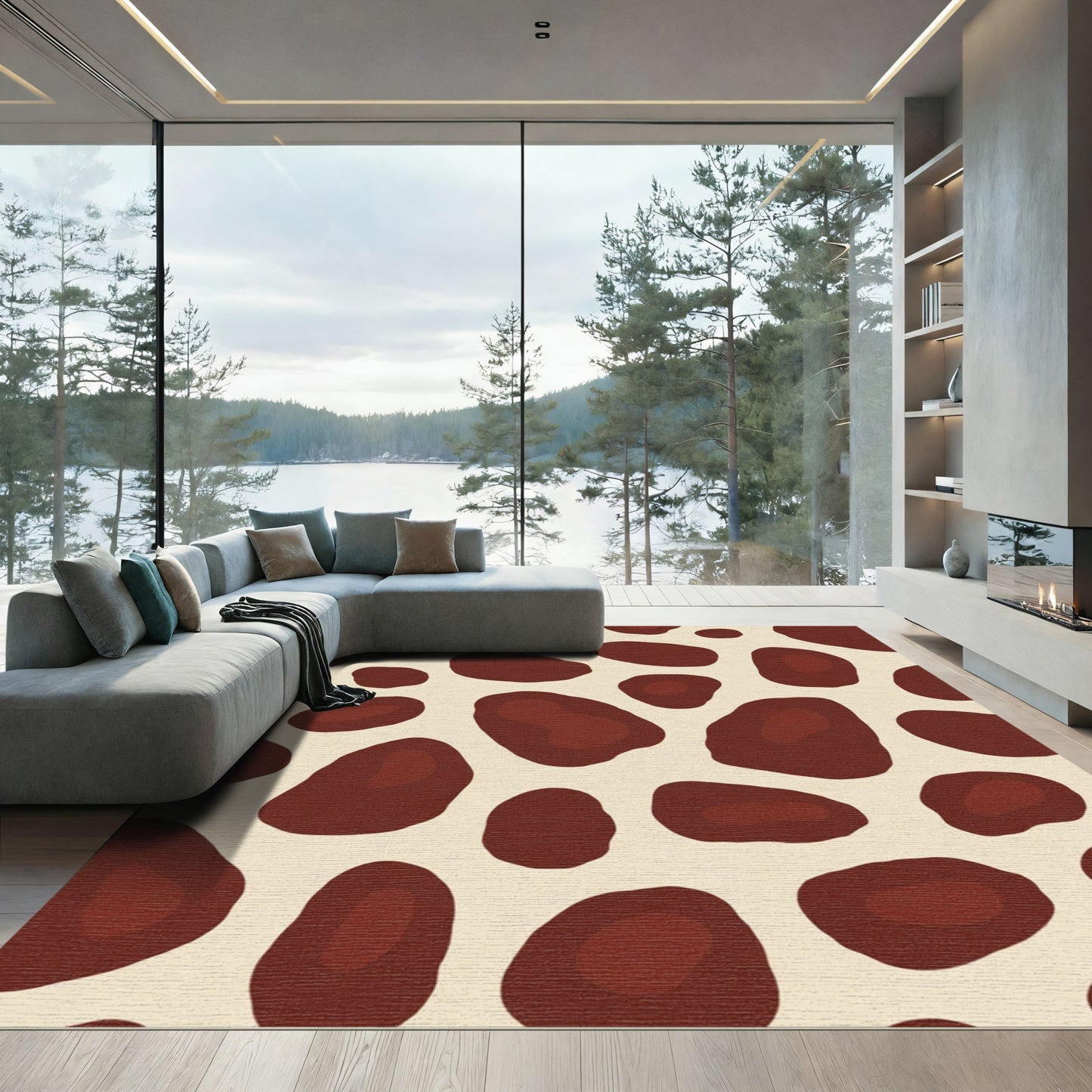 Earthy Brown Spotty Spot Rug