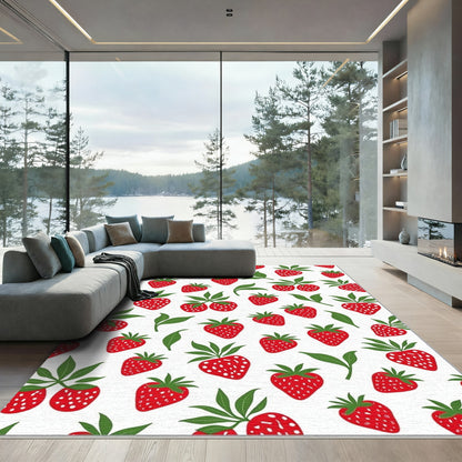 Red Strawberry Garden Pattern Rug