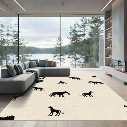 Black Elephant Giraffe Safari Scatter Rug