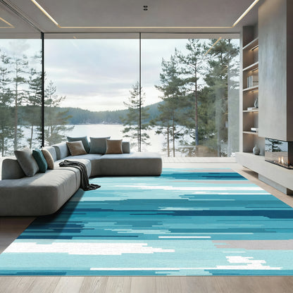 Oceanic Blue Horizontal Linear Rug
