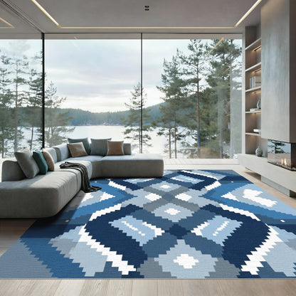 Navajo Blue Diamond Geometric Medallion Rug