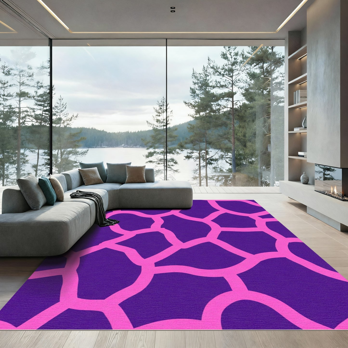 Vibrant Pink Giraffe Spots Rug