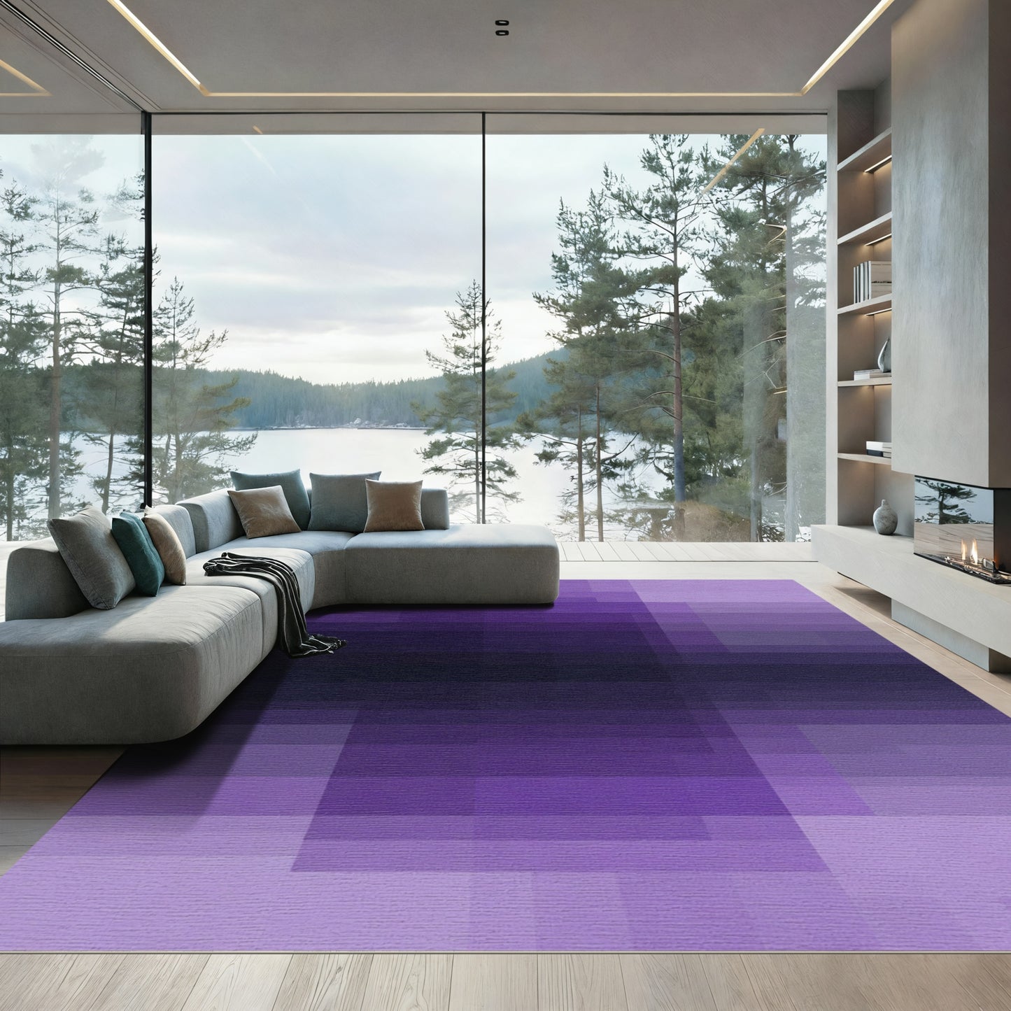 Modern Gradient Purple Pixelated Rug