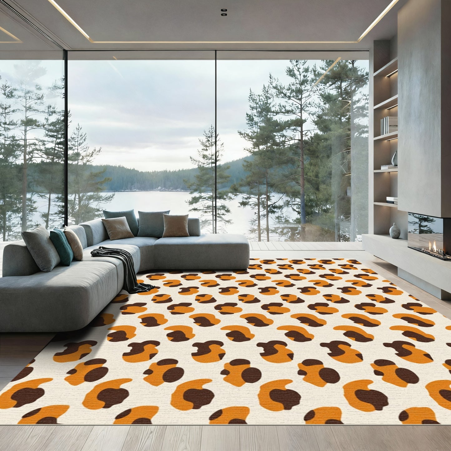 Orange Brown Spots Repeat Rug