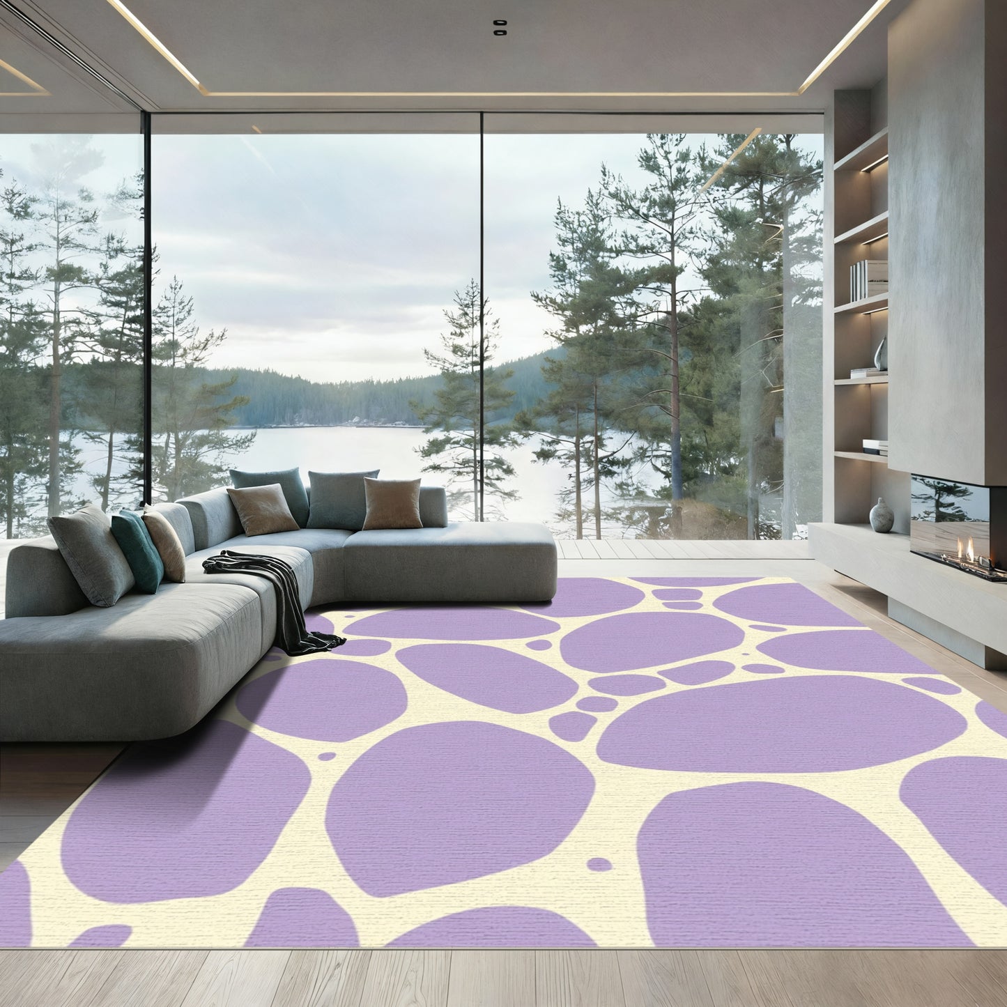 Pastel Organic Blob Composition Rug