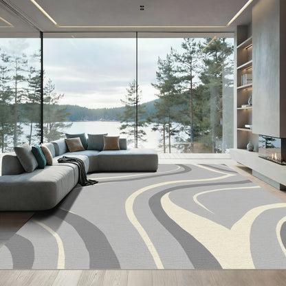 Abstract Gray Swirls Harmony Rug