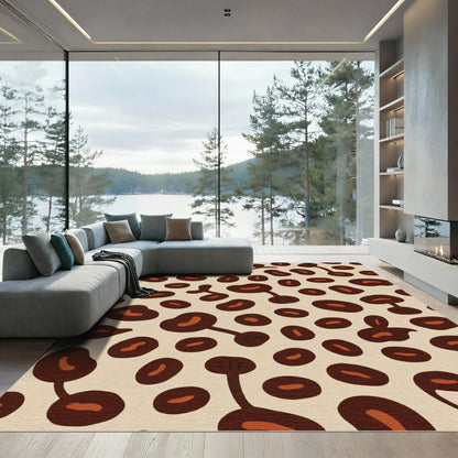 Earthy Brown Abstract Bean Shapes Rug