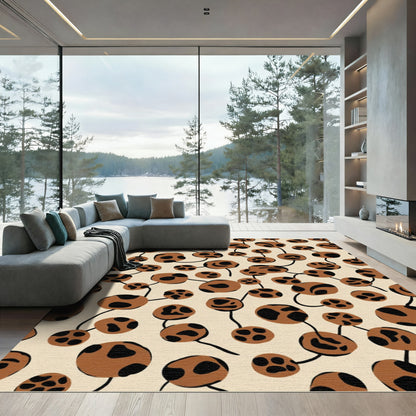 Brown and Black Abstract Organic Shapes Rug