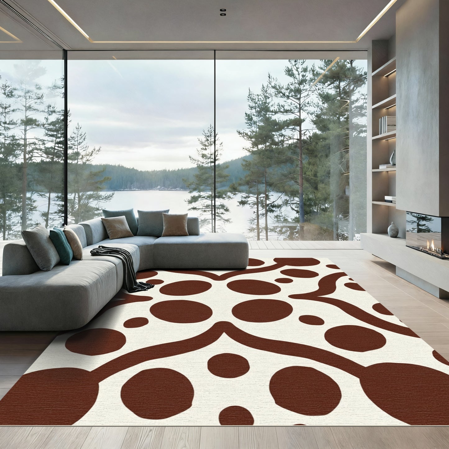 Crimson Organic Dot medallion Rug