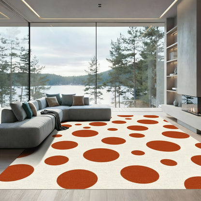 Rust Dots Cream Background Rug