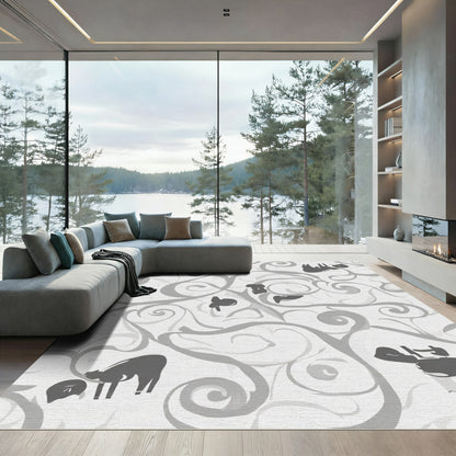 Gray Swirl Silhouette Animal Rug