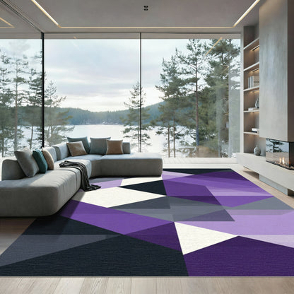 Geometric Purple and Gray Abstract Rug