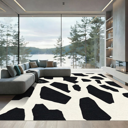 Black and White Irregular Spots Rug