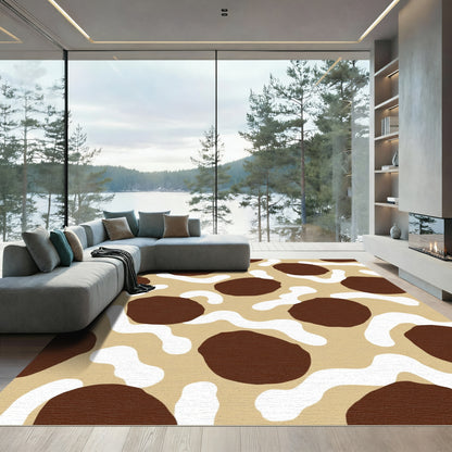 Brown White Organic Blob Rug