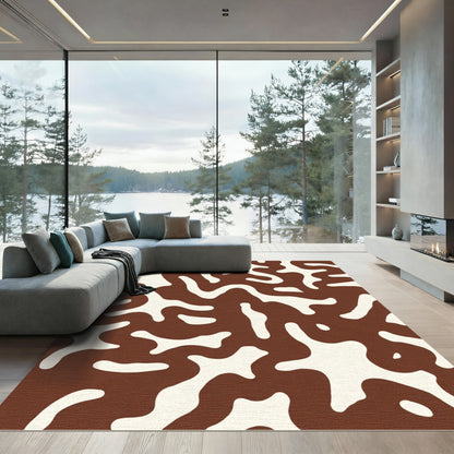Organic Brown And Cream Amoeba Rug