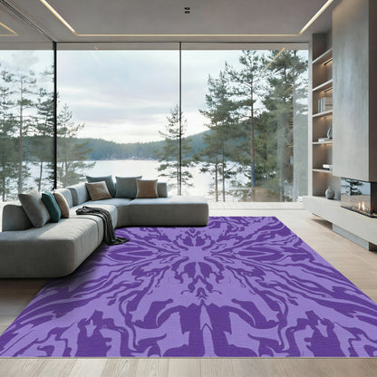 Mauve Swirling Organic Mandala Rug