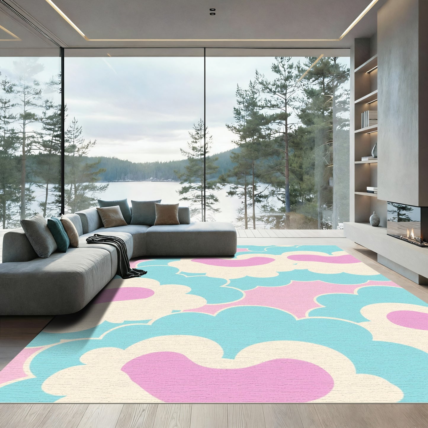Pastel Cloudy Day Abstract Rug