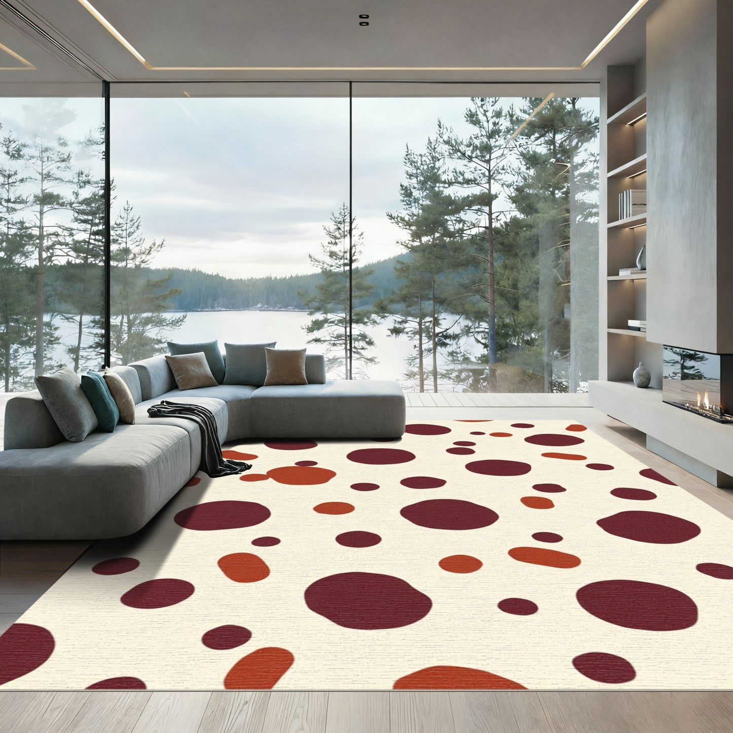 Crimson Tan Speckled Organic Scatter Rug