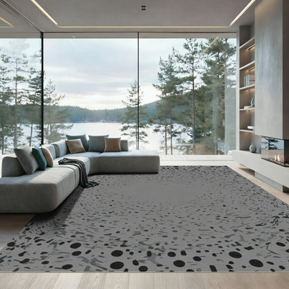 Monochromatic Speckled Swirl Abstract Rug