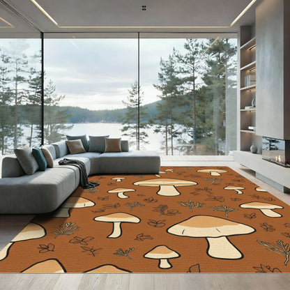 Autumn Mushroom Woodland Creatures Rug