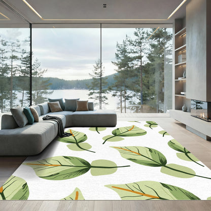 Green Leaf Botanical Repeating Design Rug