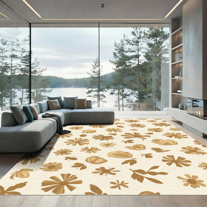 Golden Bloom Meadow Pattern Rug