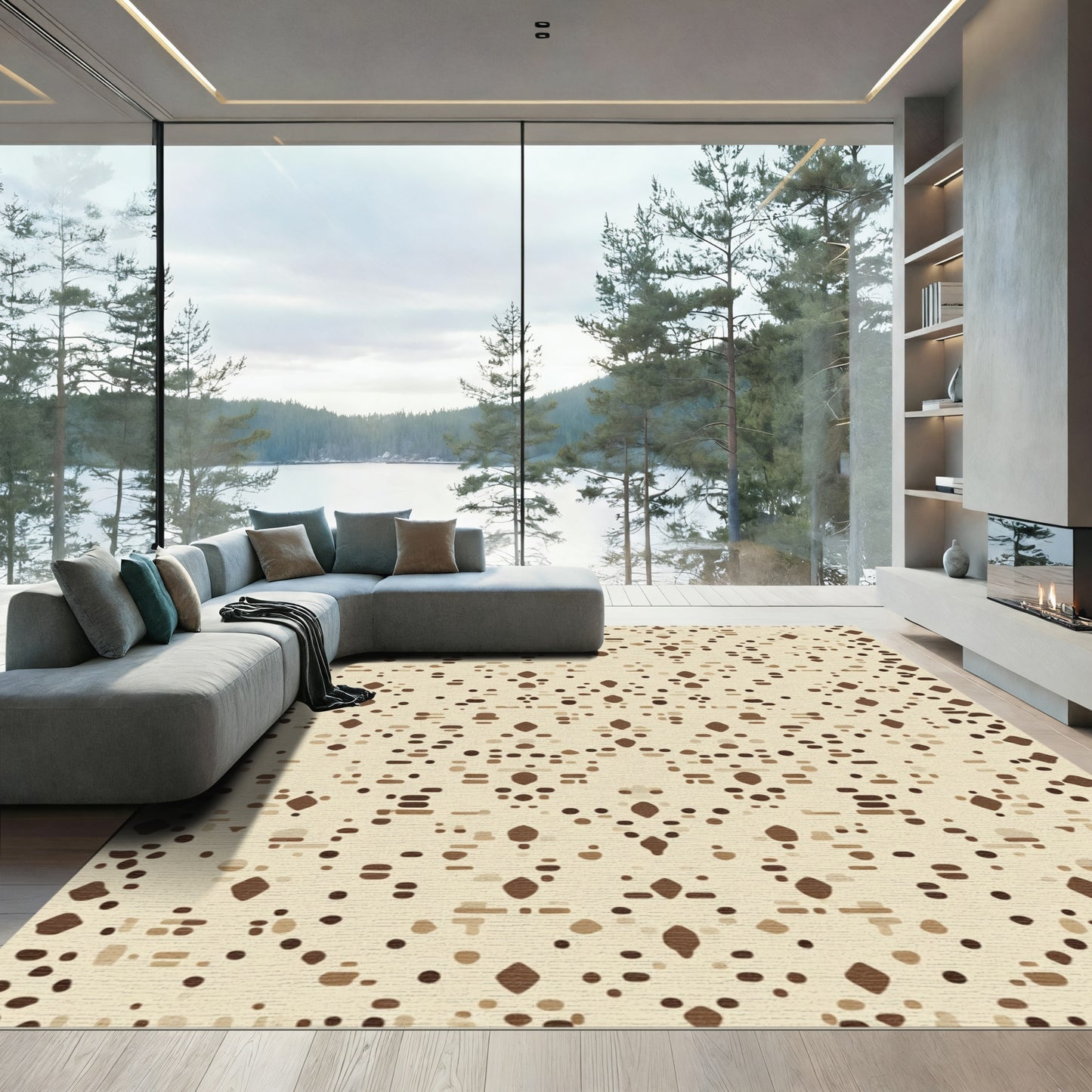 Earthy Speckled Diamond Lattice Rug