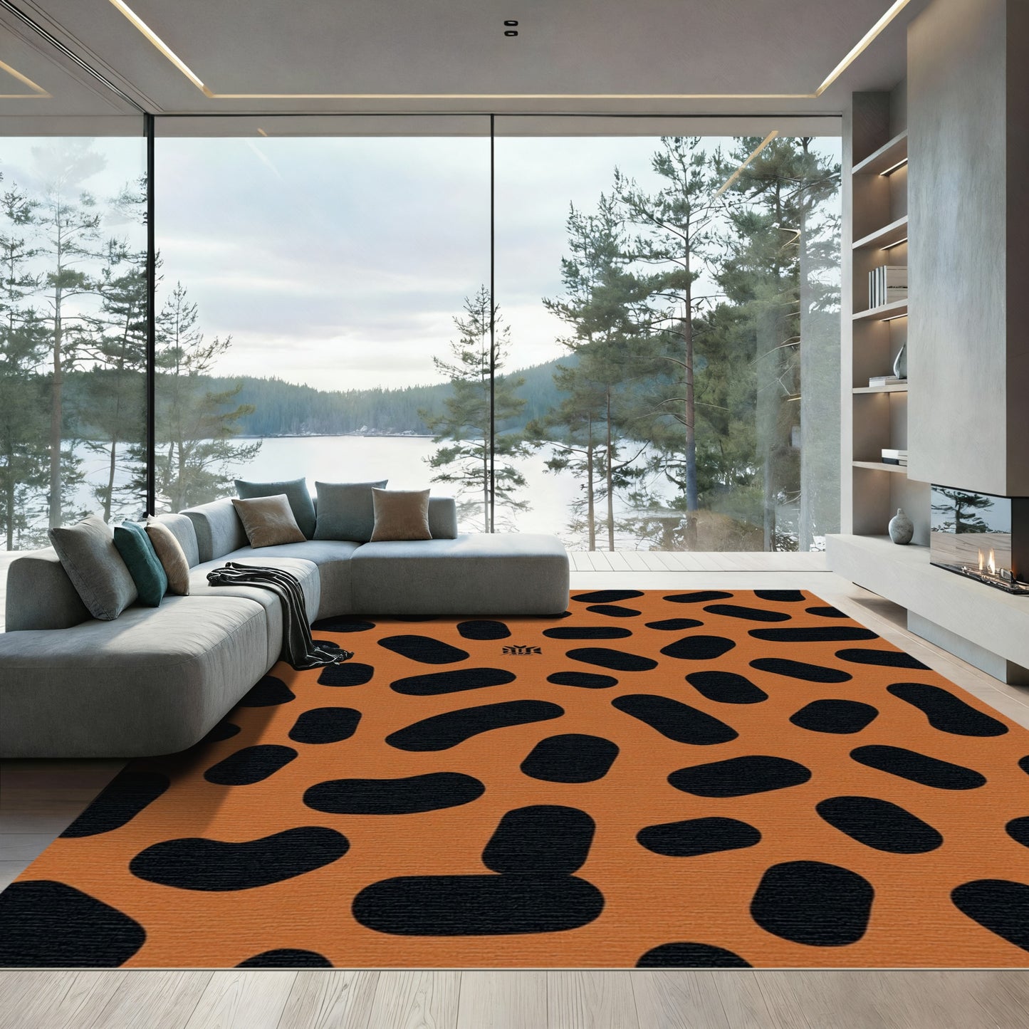 Amber Black Organic Bean Rug