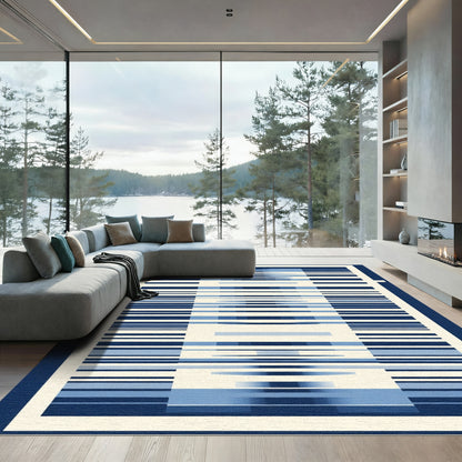 Horizontal Blue Gradient Stripe Rug