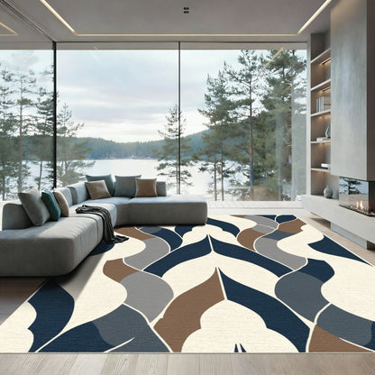 Bold Indigo Cream Interlocking Forms Rug