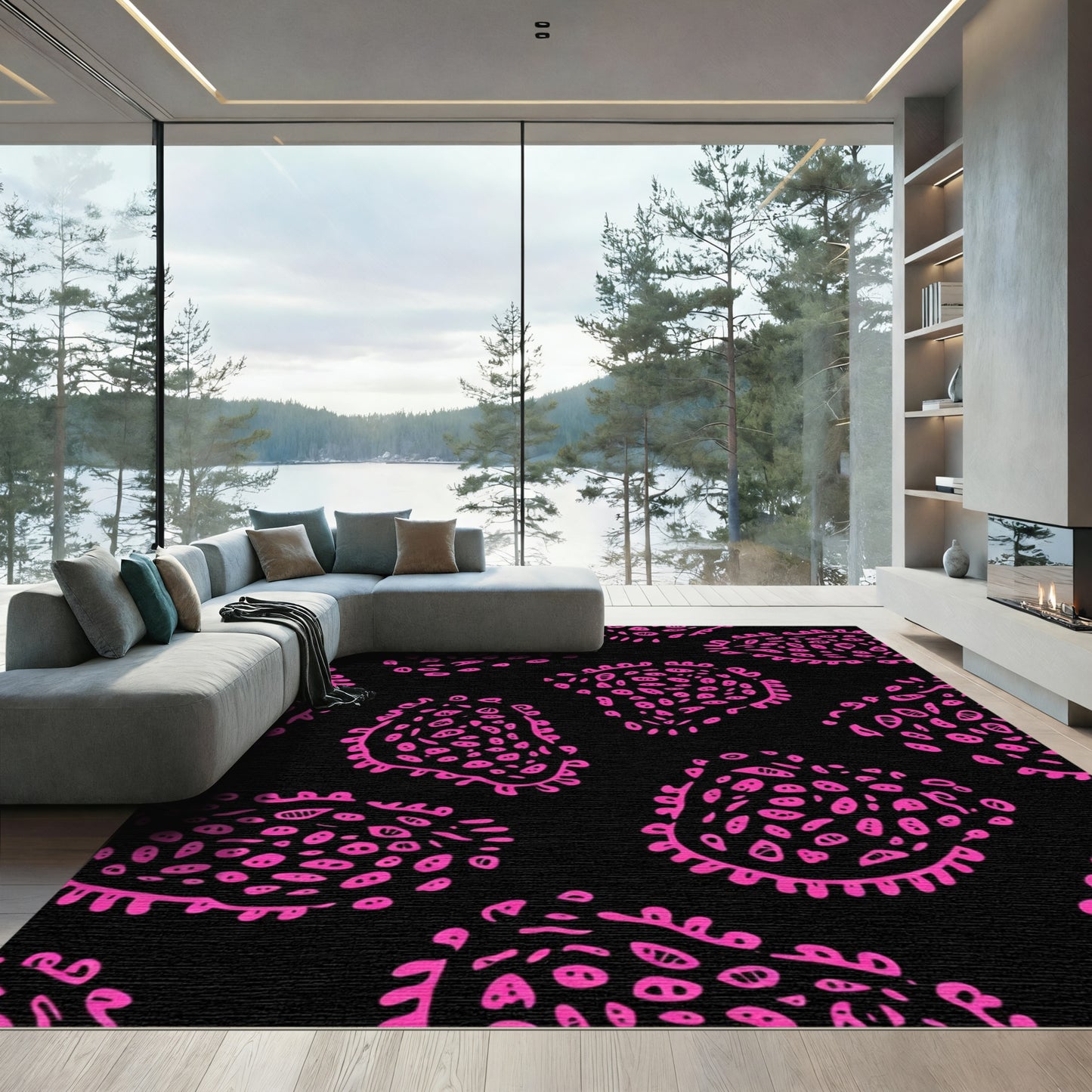 Hot Pink Paisley Cellscape Repeat Rug