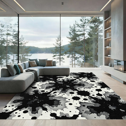 Monochromatic Splatter Bloom Abstract Rug