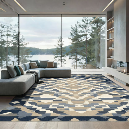 Navajo Inspired Geometric Diamond Rug