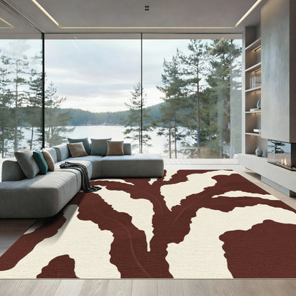Crimson Leafy Organic Flow Rug