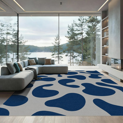 Navy Blue Abstract Blobs Rug