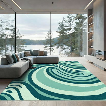Tidal Teal Abstract Swirl Rug
