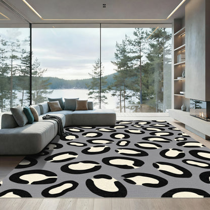 Modern Gray Leopard Spots Contemporary Rug