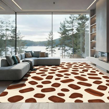 Brown And Cream Abstract Shape Rug